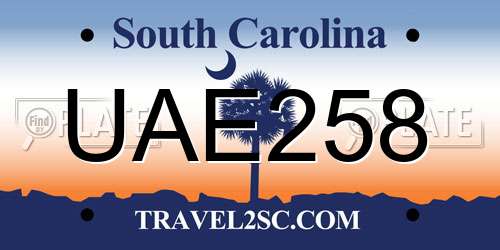 UAE258 South Carolina License Plate