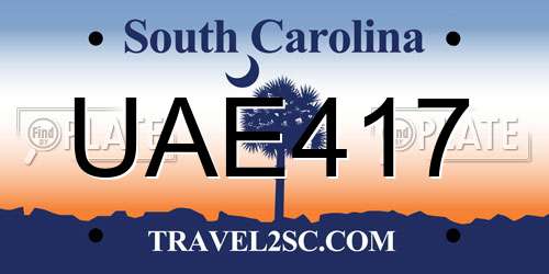 UAE417 South Carolina License Plate