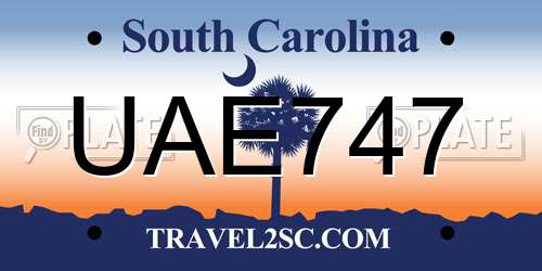UAE747 South Carolina License Plate