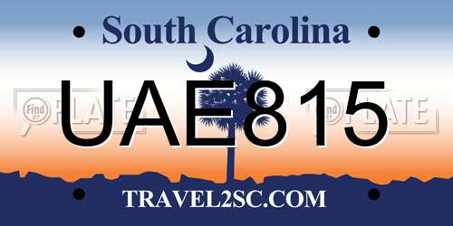UAE815 South Carolina License Plate