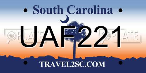 UAF221 South Carolina License Plate