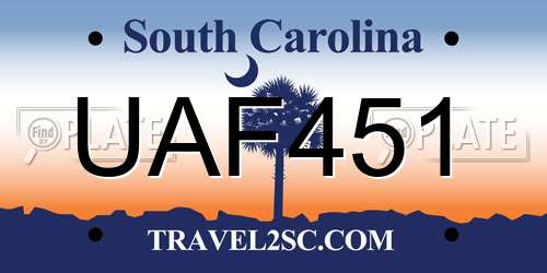 UAF451 South Carolina License Plate