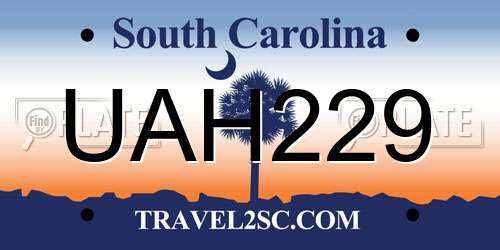 UAH229 South Carolina License Plate