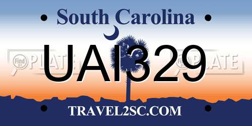 UAI329 South Carolina License Plate