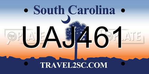 UAJ461 South Carolina License Plate