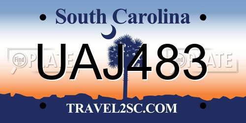 UAJ483 South Carolina License Plate