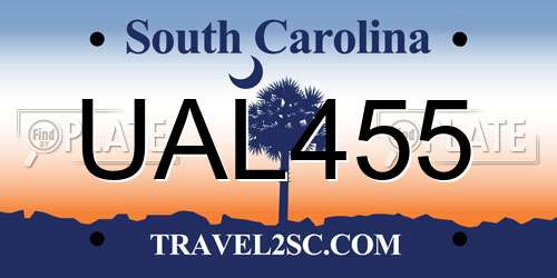 UAL455 South Carolina License Plate