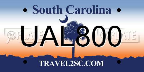 UAL800 South Carolina License Plate