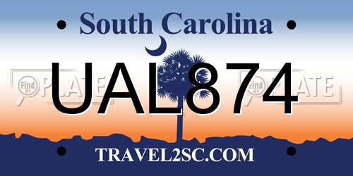 UAL874 South Carolina License Plate