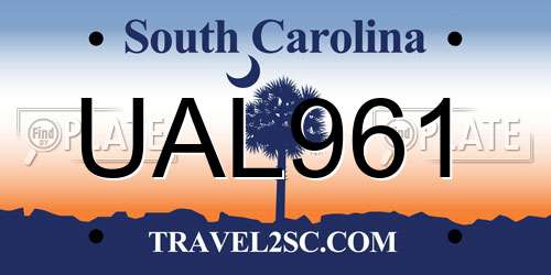 UAL961 South Carolina License Plate