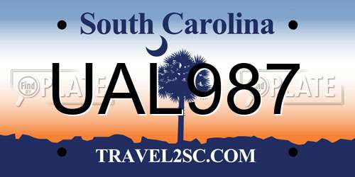 UAL987 South Carolina License Plate