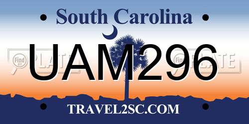 UAM296 South Carolina License Plate