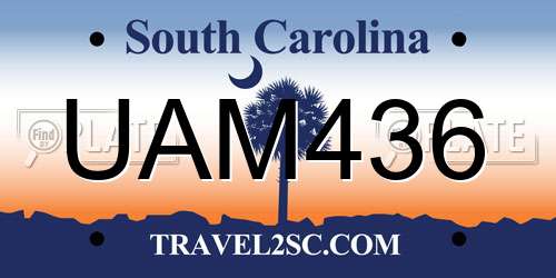 UAM436 South Carolina License Plate