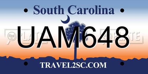 UAM648 South Carolina License Plate