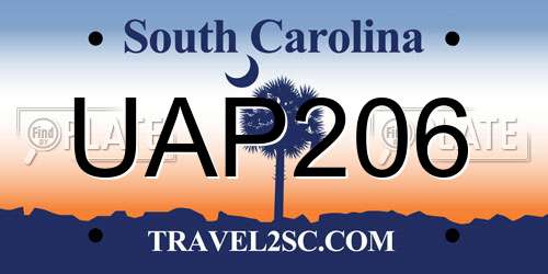 UAP206 South Carolina License Plate