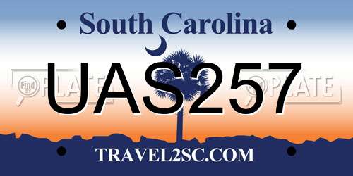 UAS257 South Carolina License Plate