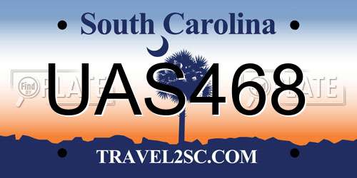 UAS468 South Carolina License Plate