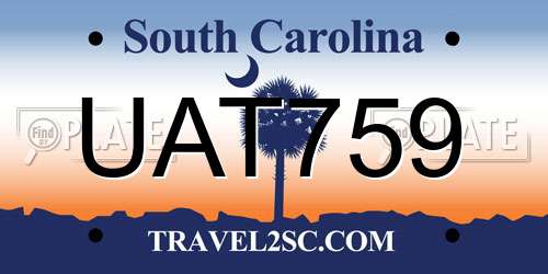 UAT759 South Carolina License Plate