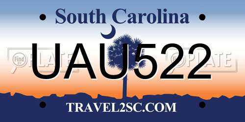 UAU522 South Carolina License Plate