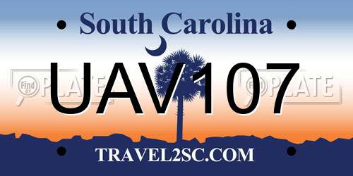 UAV107 South Carolina License Plate