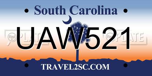 UAW521 South Carolina License Plate