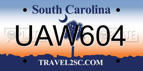 UAW604 South Carolina License Plate