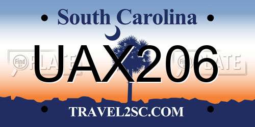 UAX206 South Carolina License Plate