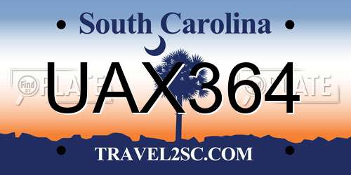 UAX364 South Carolina License Plate