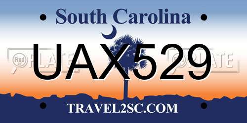 UAX529 South Carolina License Plate