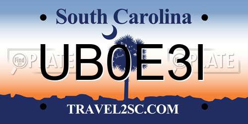 UB0E3I South Carolina License Plate