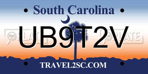 UB9T2V South Carolina License Plate