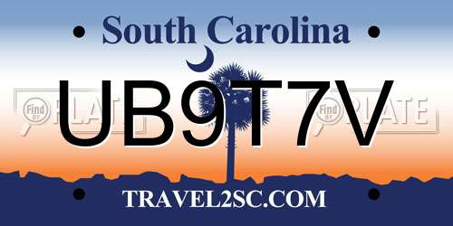UB9T7V South Carolina License Plate