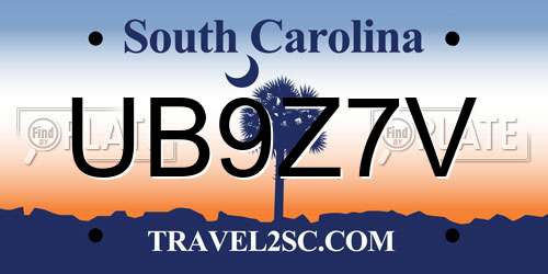 UB9Z7V South Carolina License Plate