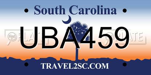UBA459 South Carolina License Plate
