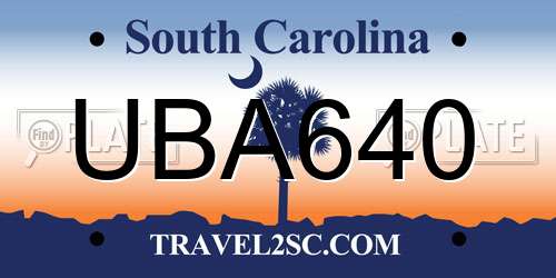 UBA640 South Carolina License Plate