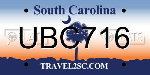 UBC716 South Carolina License Plate