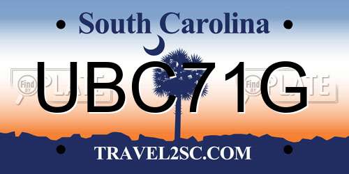 UBC71G South Carolina License Plate