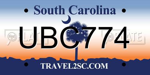 UBC774 South Carolina License Plate