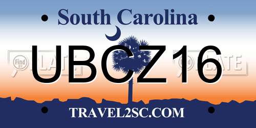 UBCZ16 South Carolina License Plate
