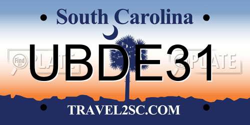 UBDE31 South Carolina License Plate
