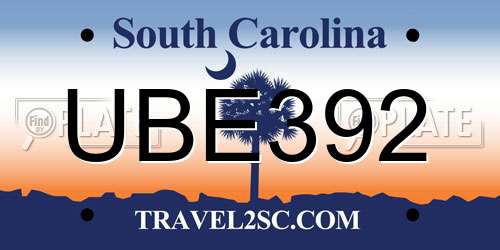 UBE392 South Carolina License Plate
