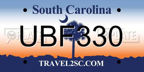 UBF330 South Carolina License Plate