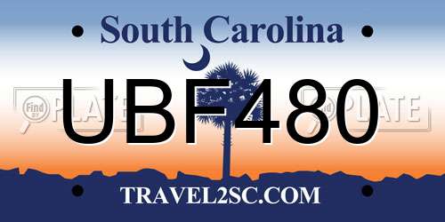 UBF480 South Carolina License Plate