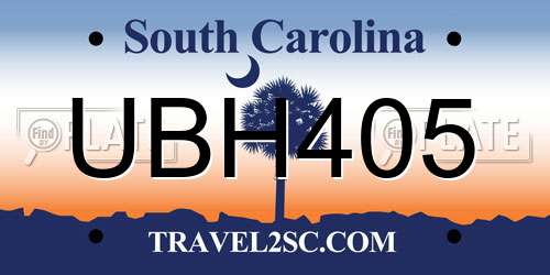 UBH405 South Carolina License Plate