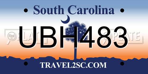UBH483 South Carolina License Plate