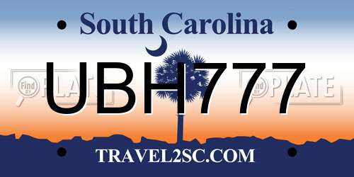 UBH777 South Carolina License Plate