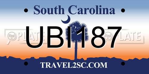 UBI187 South Carolina License Plate