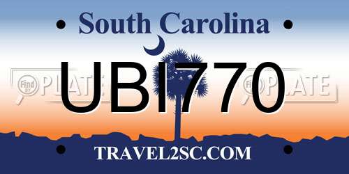 UBI770 South Carolina License Plate
