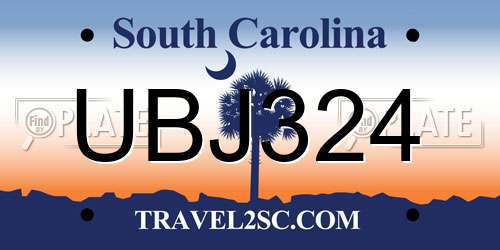 UBJ324 South Carolina License Plate