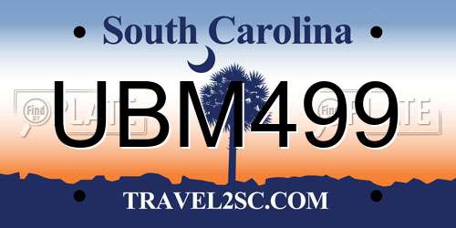 UBM499 South Carolina License Plate